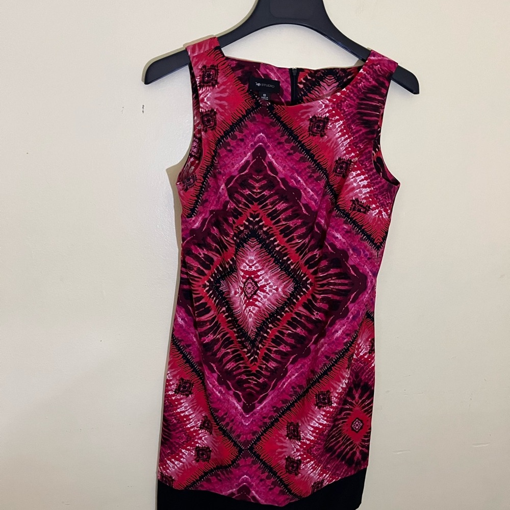AB Studio Vibrant Pink and Black Geometric Mini Dress - Picture 2 of 6